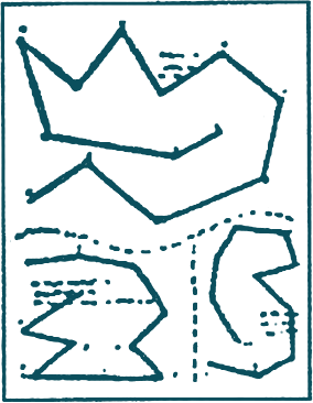 Mapa de glebas com linhas em zigue-zague ligando os pontos de coleta.